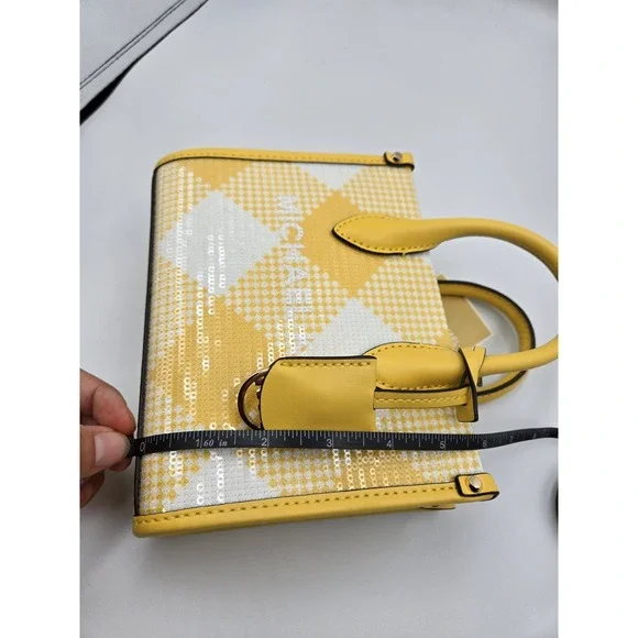 Msrp $498 MICHAEL‎ KORS MIRELLA XS MINI SHOPPERCROSSBODY SEQUINS BAG YELLOW